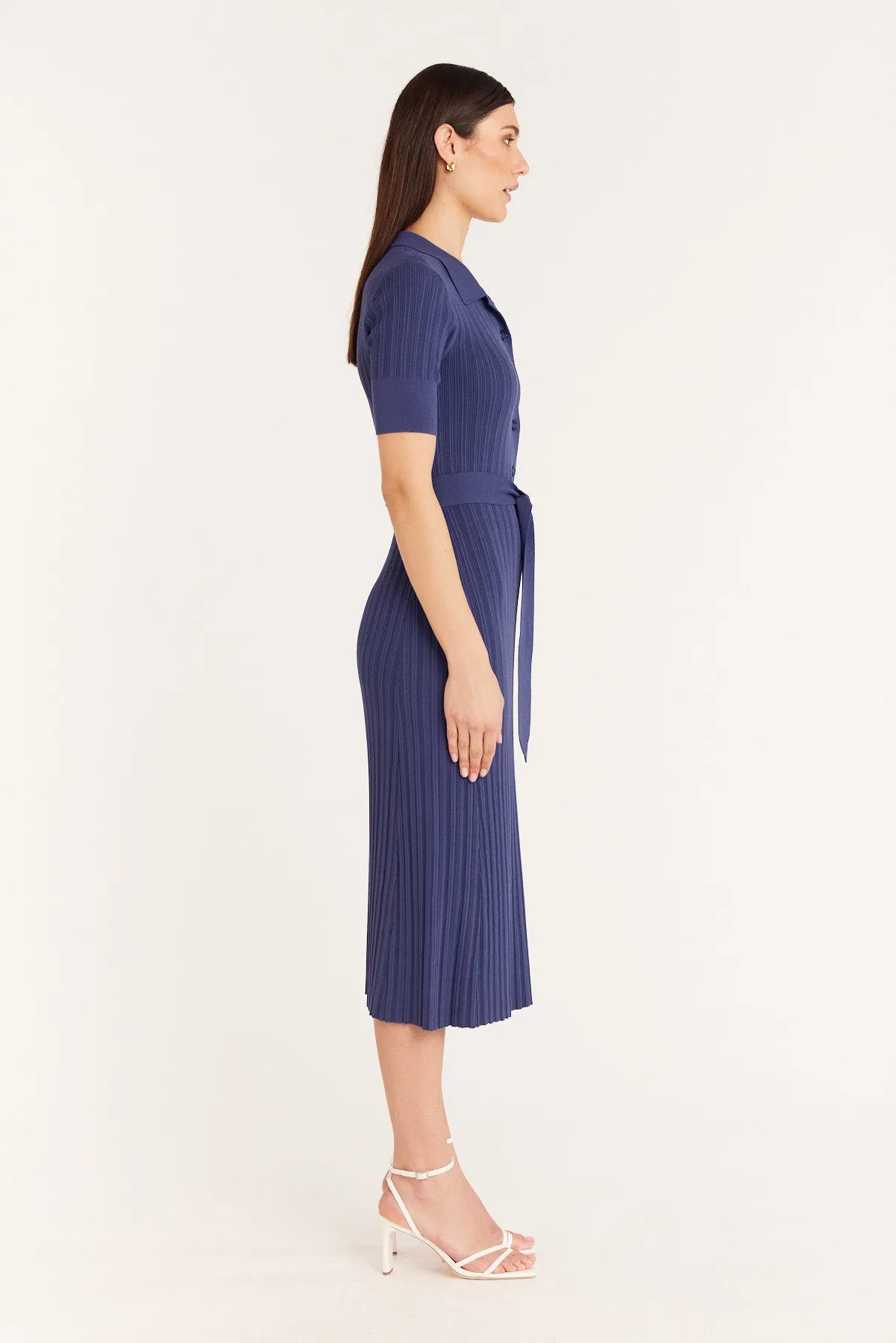 Knit Polo Dress - Indigo