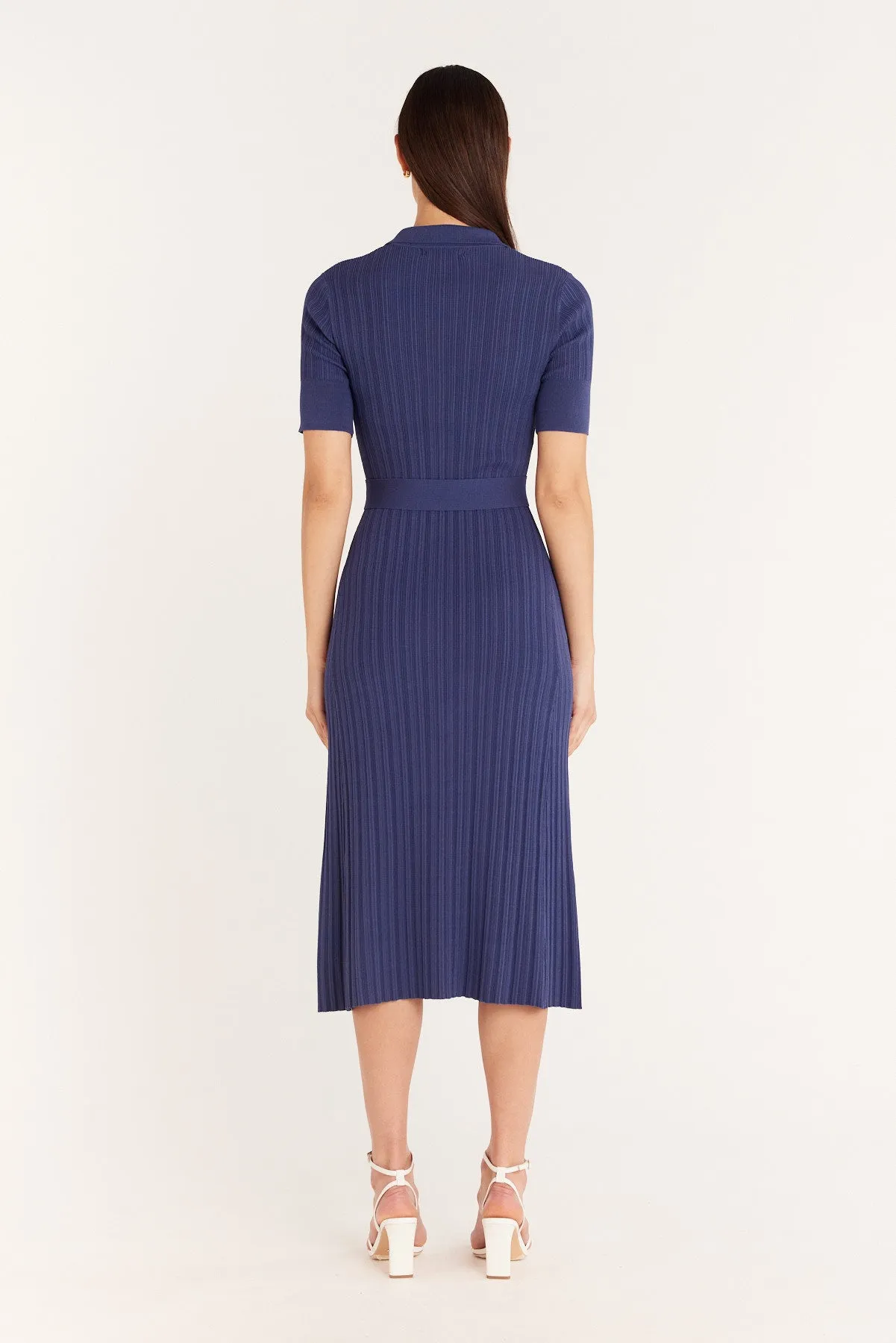 Knit Polo Dress - Indigo