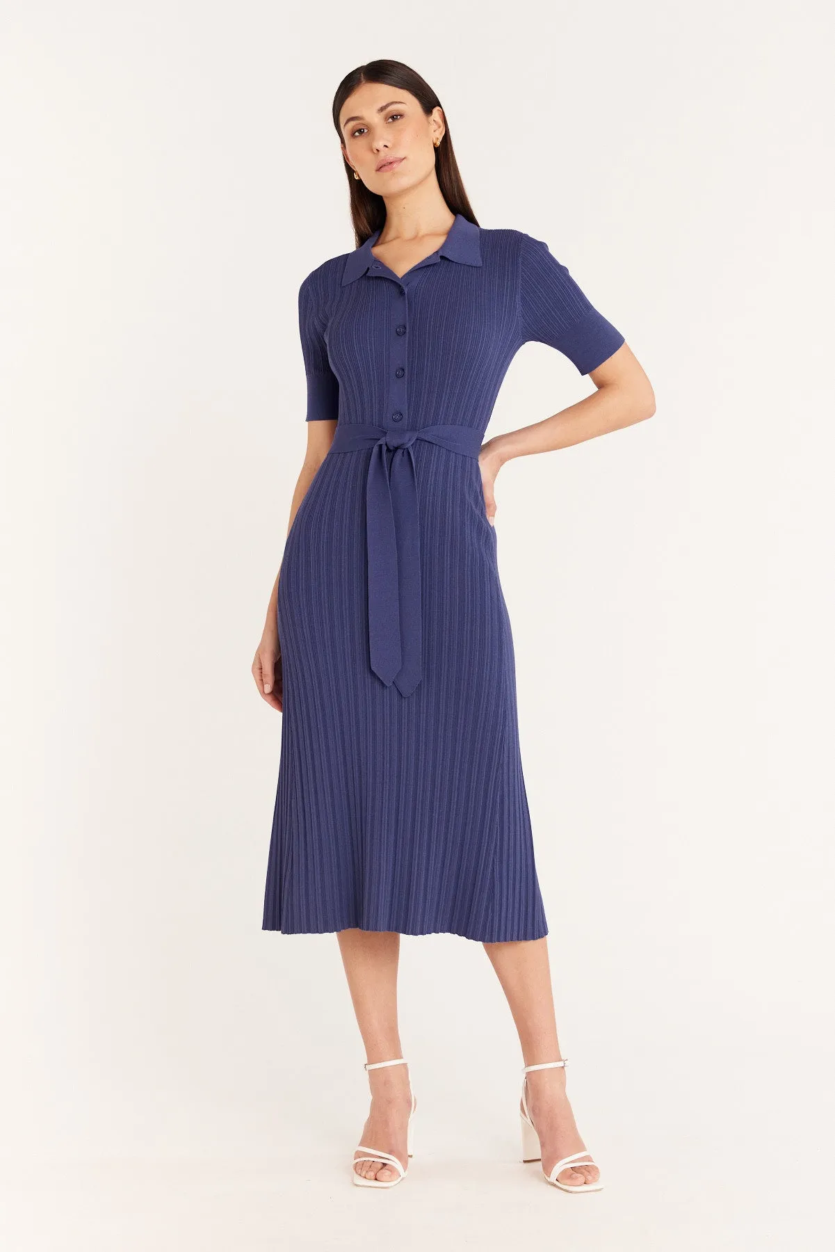 Knit Polo Dress - Indigo