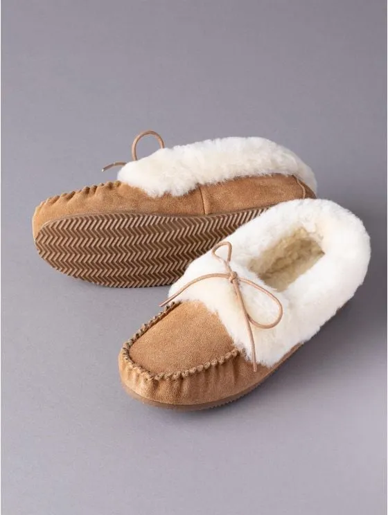 Tan Sheepskin Moccasins for Ladies