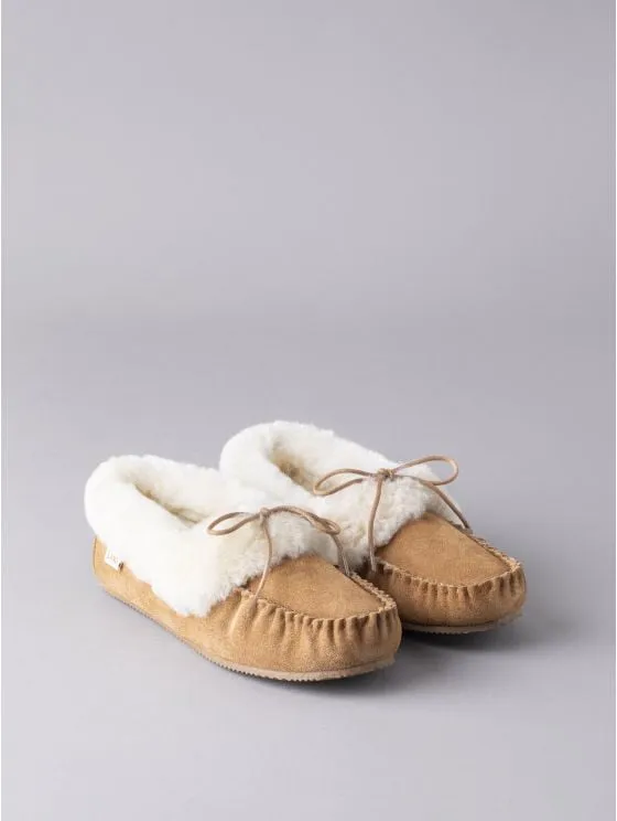 Tan Sheepskin Moccasins for Ladies