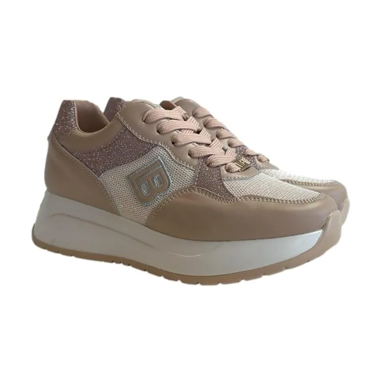 Laura Biagiotti Glitter Nude Women's Sneakers 8414 - Exclusive Deal