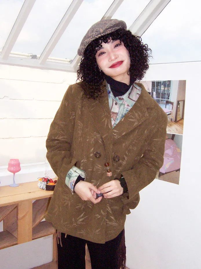 Leaf Oversize Corduroy Retro Tailored-Jacket