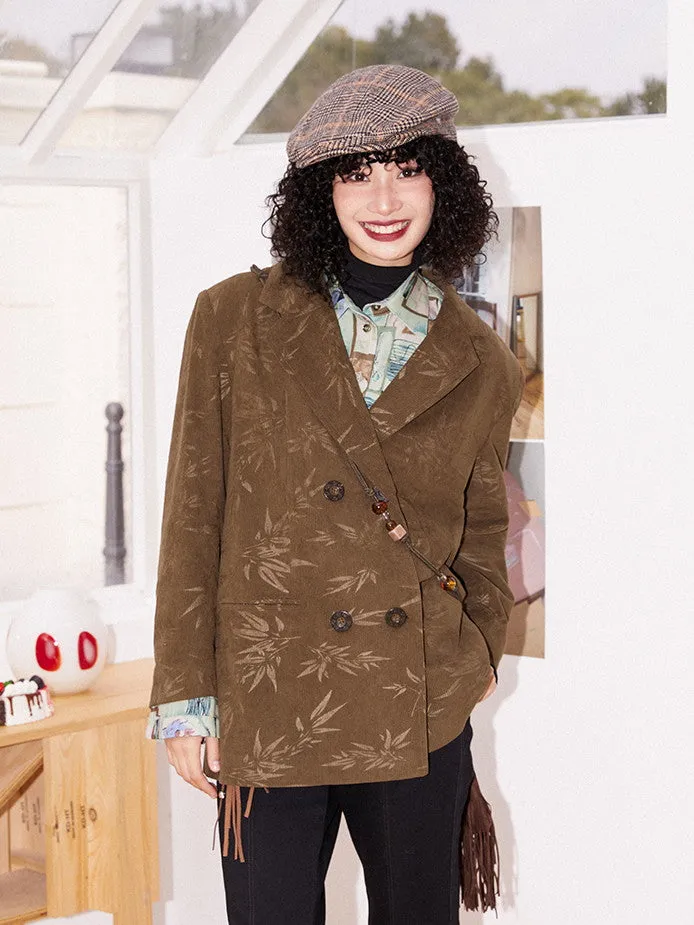 Leaf Oversize Corduroy Retro Tailored-Jacket