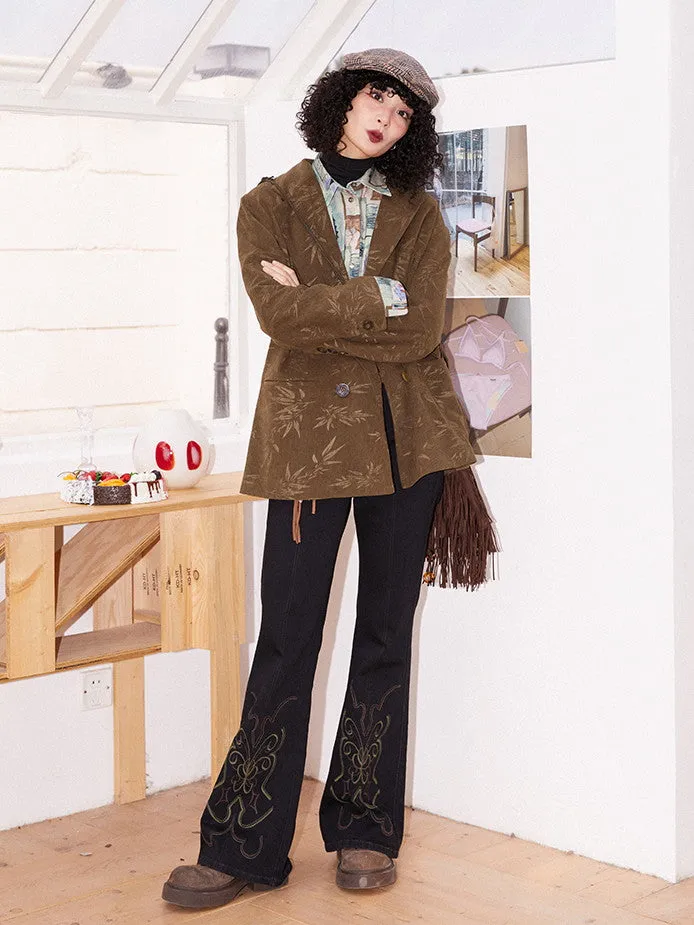 Leaf Oversize Corduroy Retro Tailored-Jacket