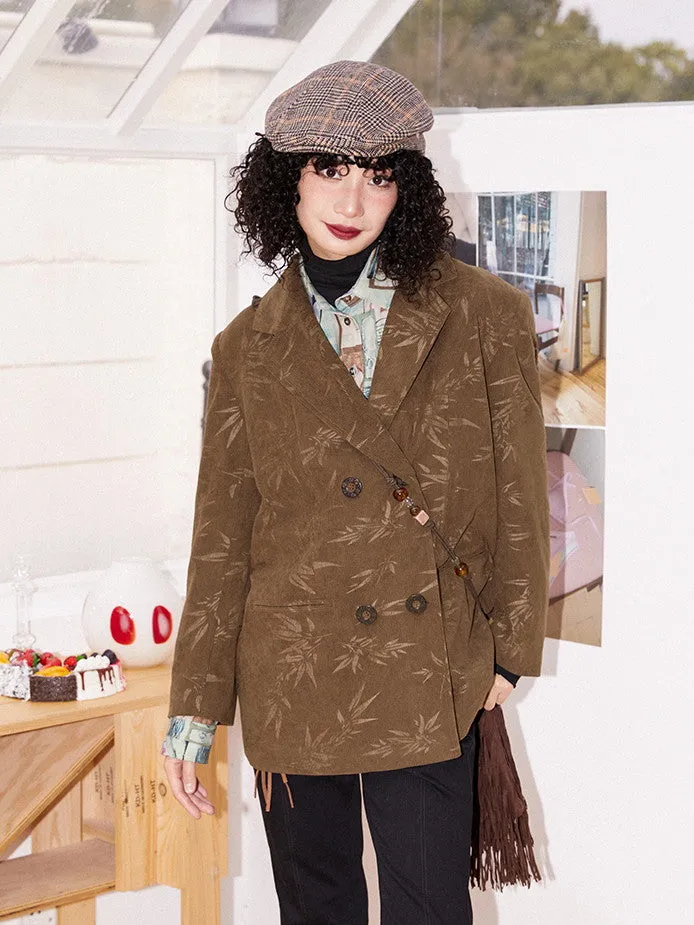 Leaf Oversize Corduroy Retro Tailored-Jacket