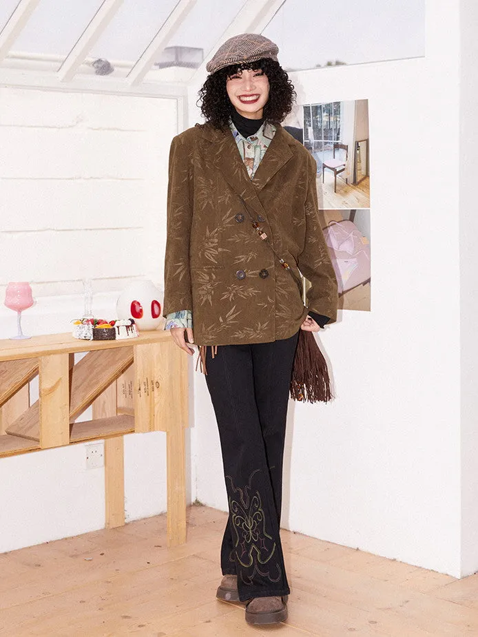 Leaf Oversize Corduroy Retro Tailored-Jacket