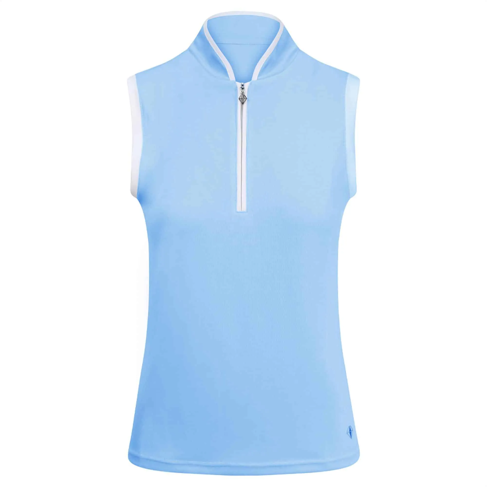 Light Blue Ladies Sleeveless Golf Polo Shirt - Pure Golf Bloom