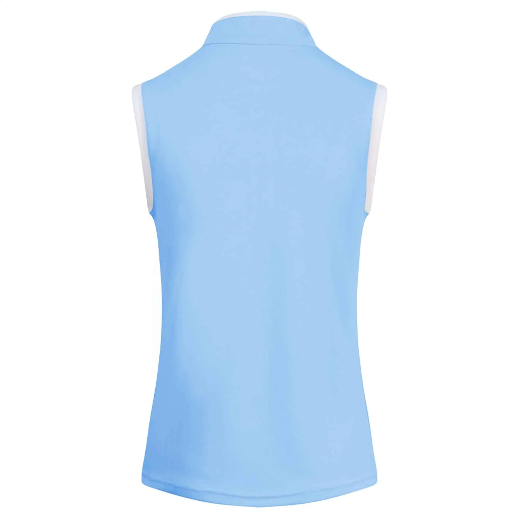 Light Blue Ladies Sleeveless Golf Polo Shirt - Pure Golf Bloom