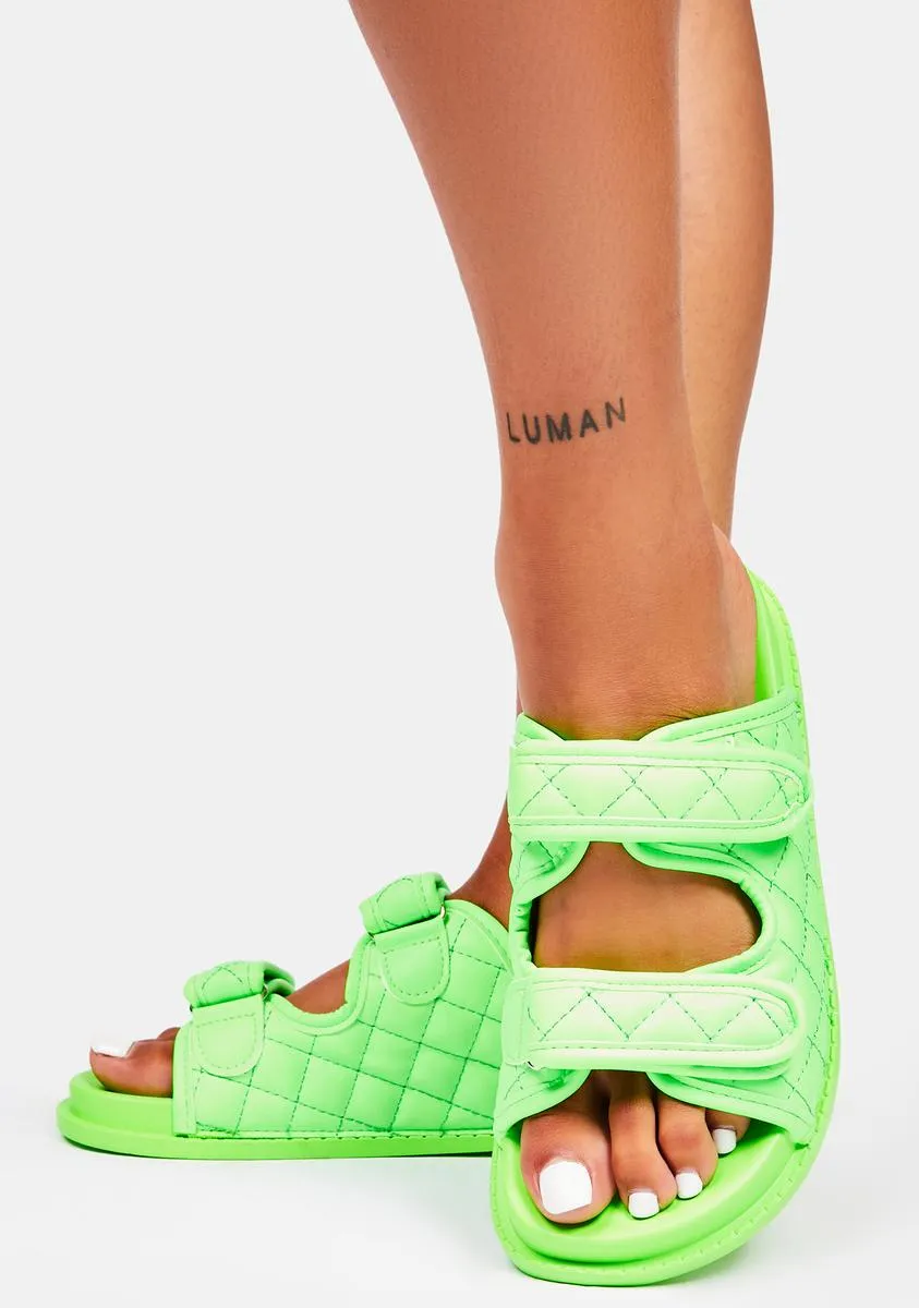 Lime I Finessed It Quilted Sandals-