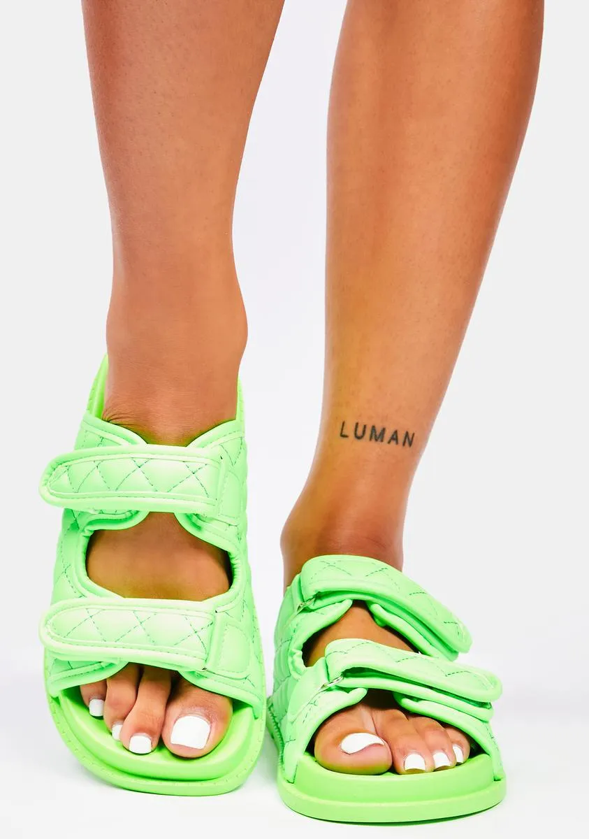 Lime I Finessed It Quilted Sandals-