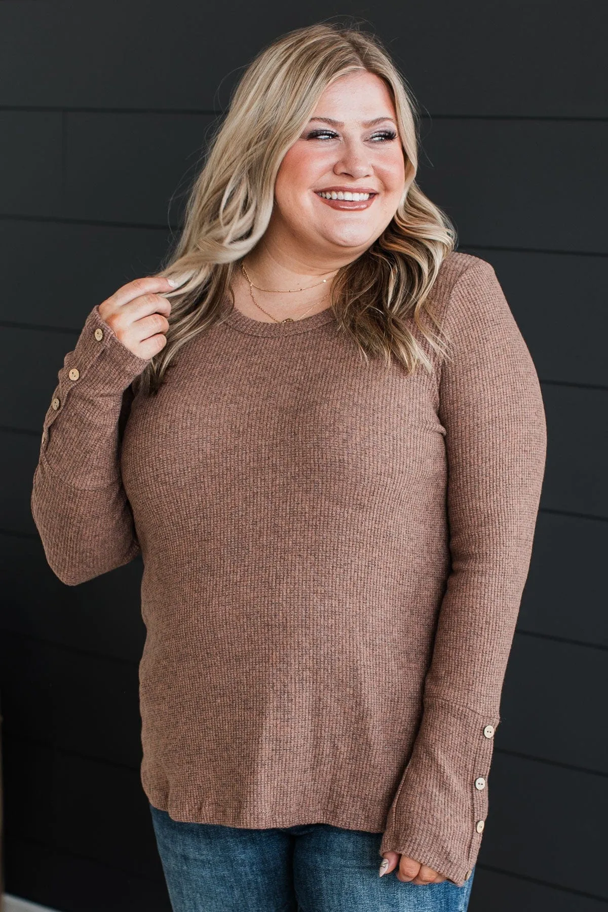 Ribbed Knit Top in Mocha - Little Moments