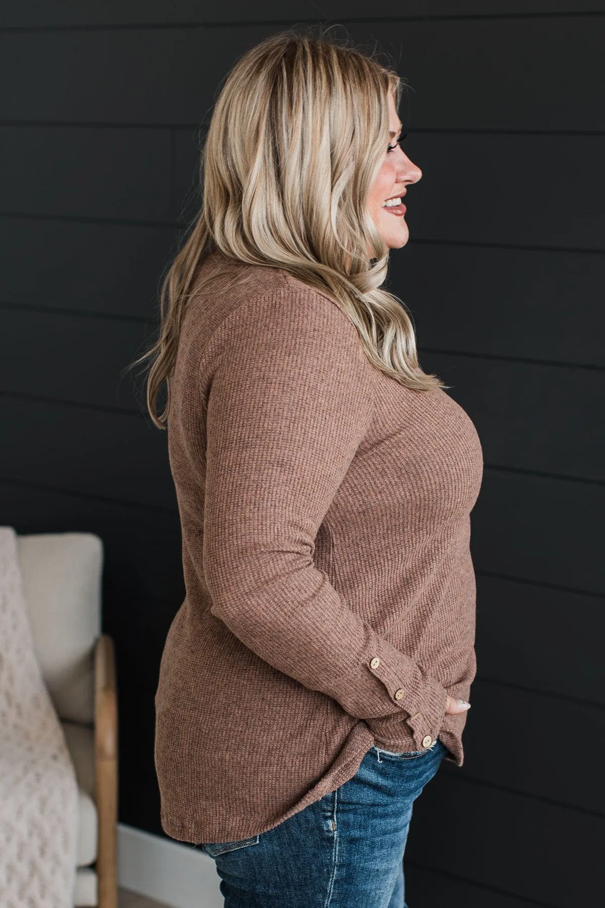 Ribbed Knit Top in Mocha - Little Moments