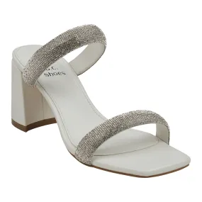 Luella White Embellished Double Band Heeled Sandals