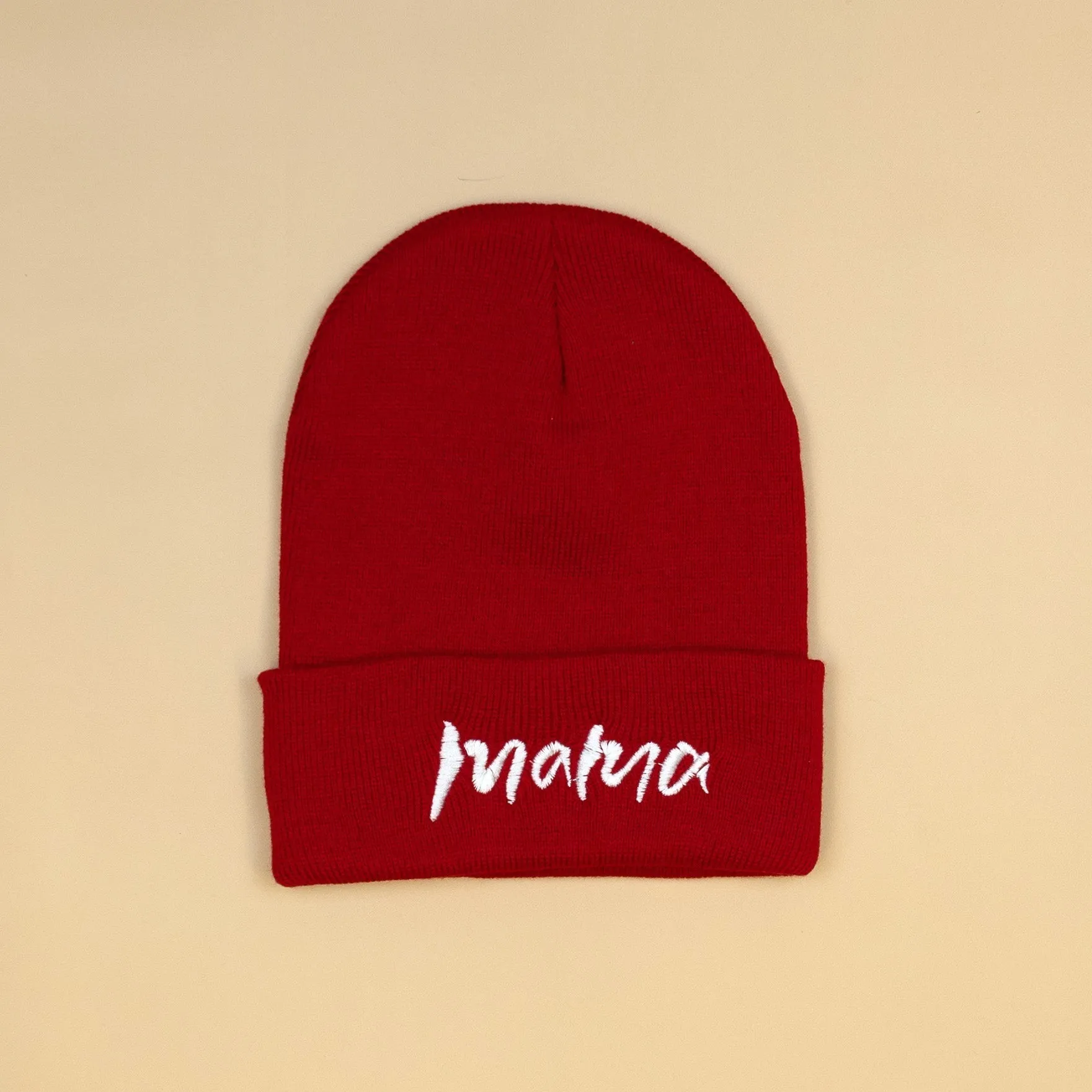 Mama | Red Knit Beanie