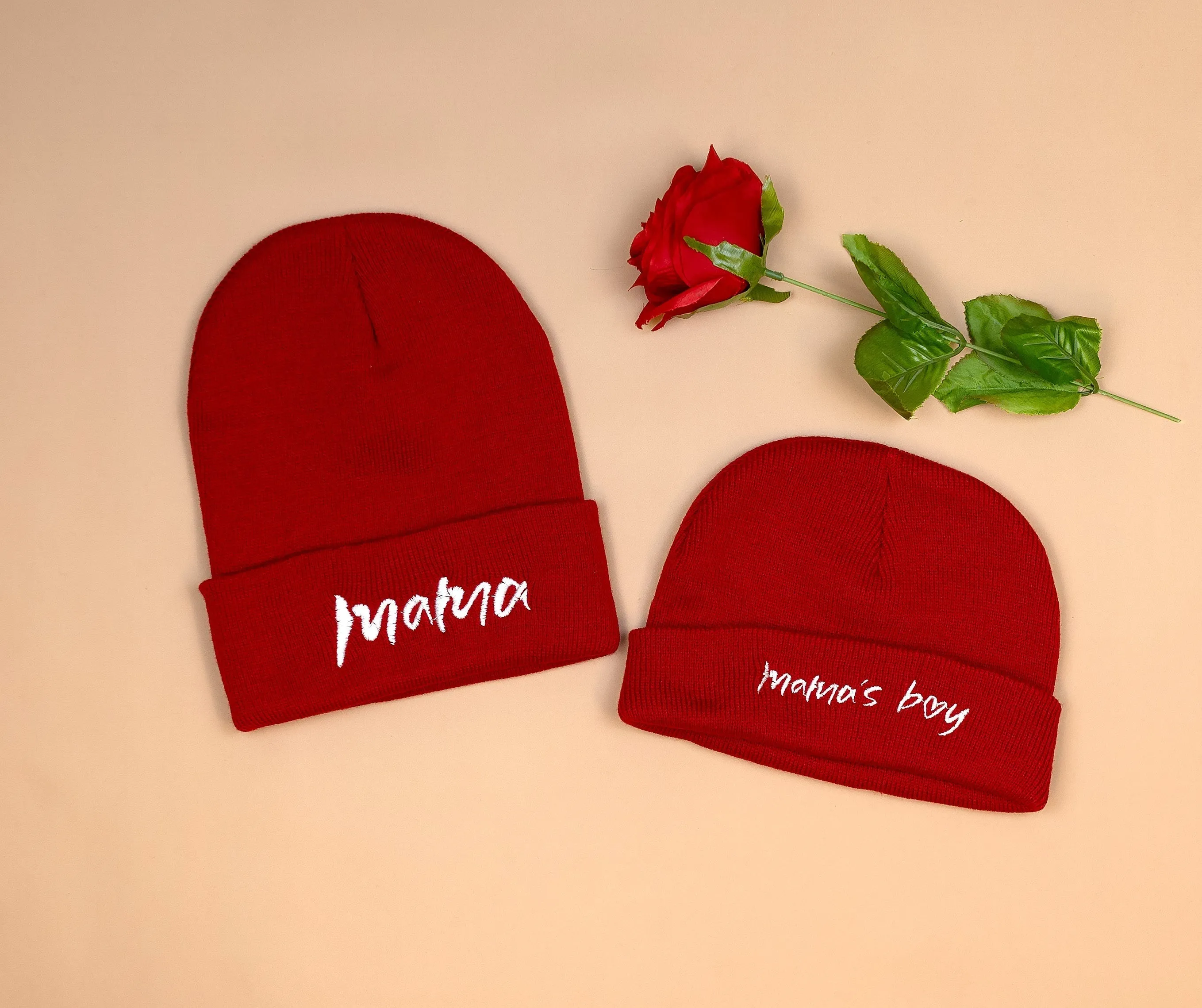 Mama | Red Knit Beanie