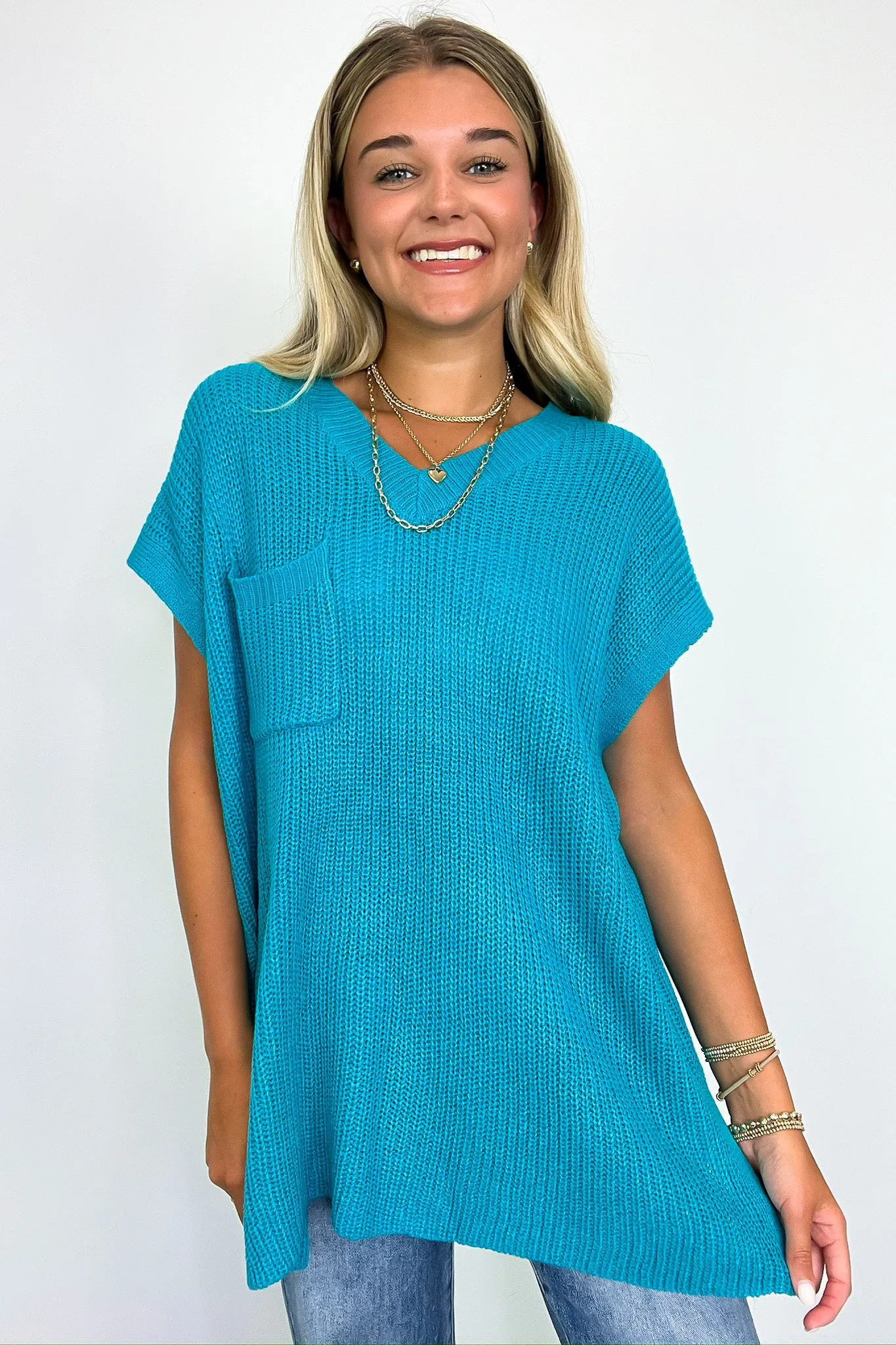 Marieka V-Neck Knit Top with Pockets