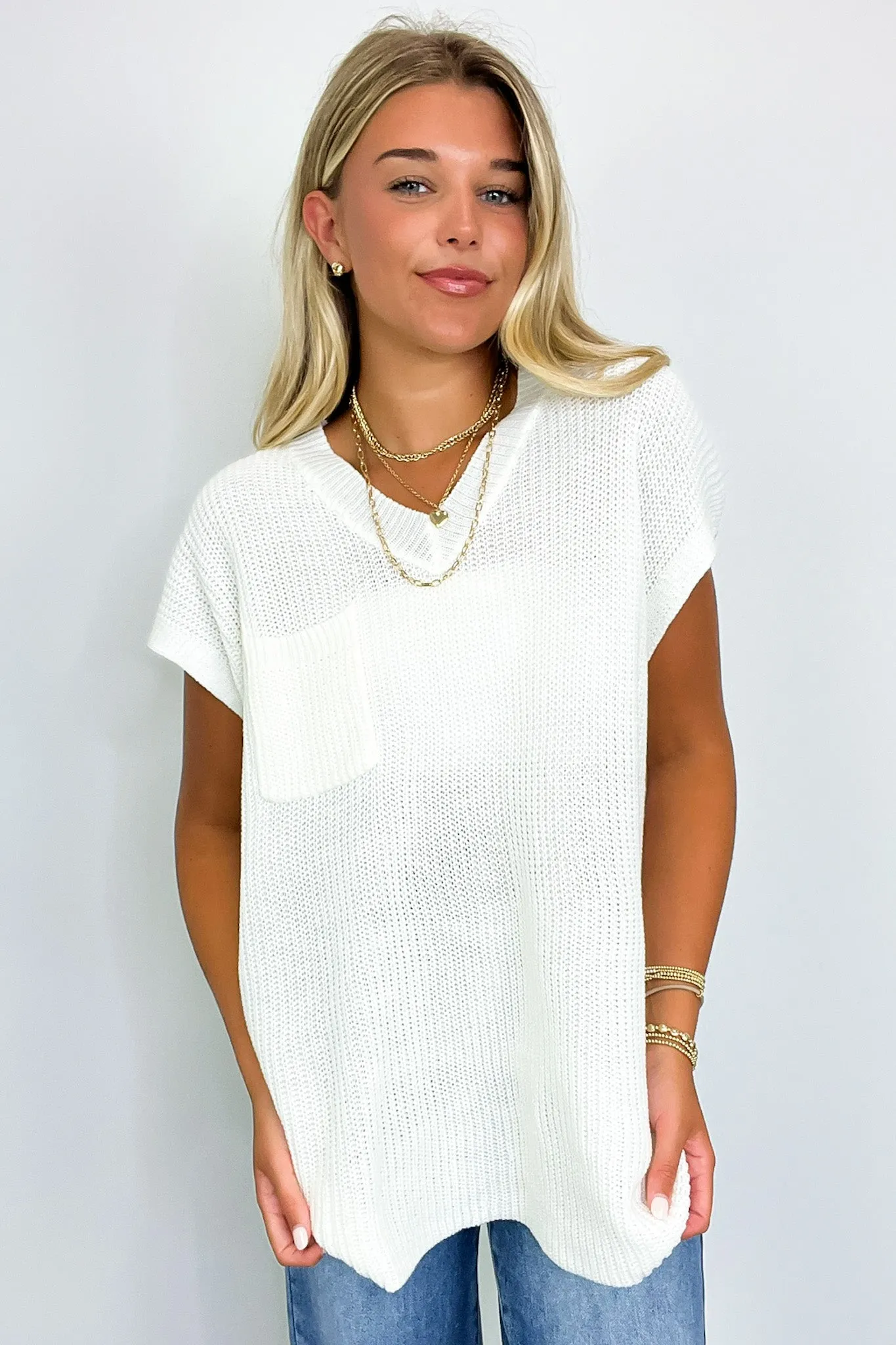 Marieka V-Neck Knit Top with Pockets