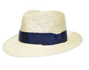 Mariner Natural with Navy Ribbon Hat