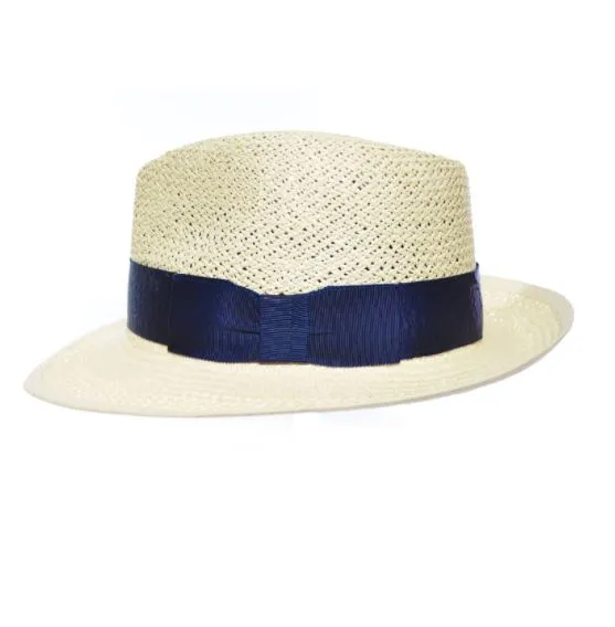 Mariner Natural with Navy Ribbon Hat