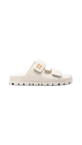 White Matelassé Nappa Leather Slides