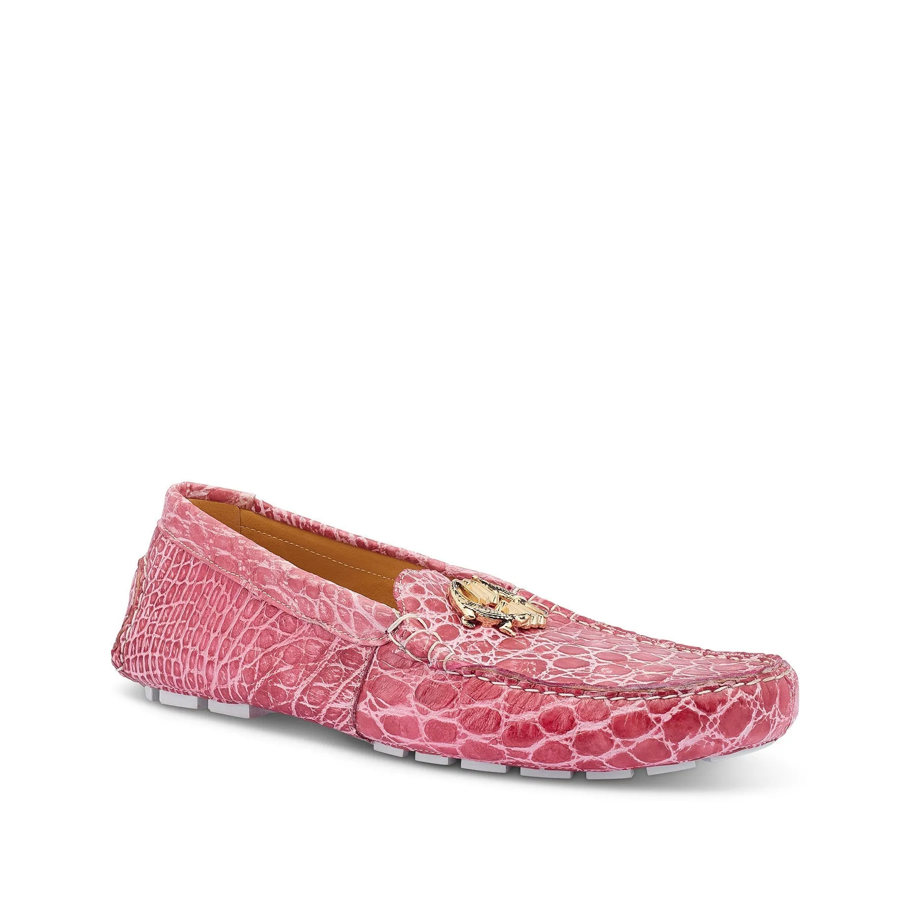 Mauri 3405/1 Scenic Men's Shoes Ruby Red & Pink Exotic Alligator Driver Moccasins Loafers (MA5438)