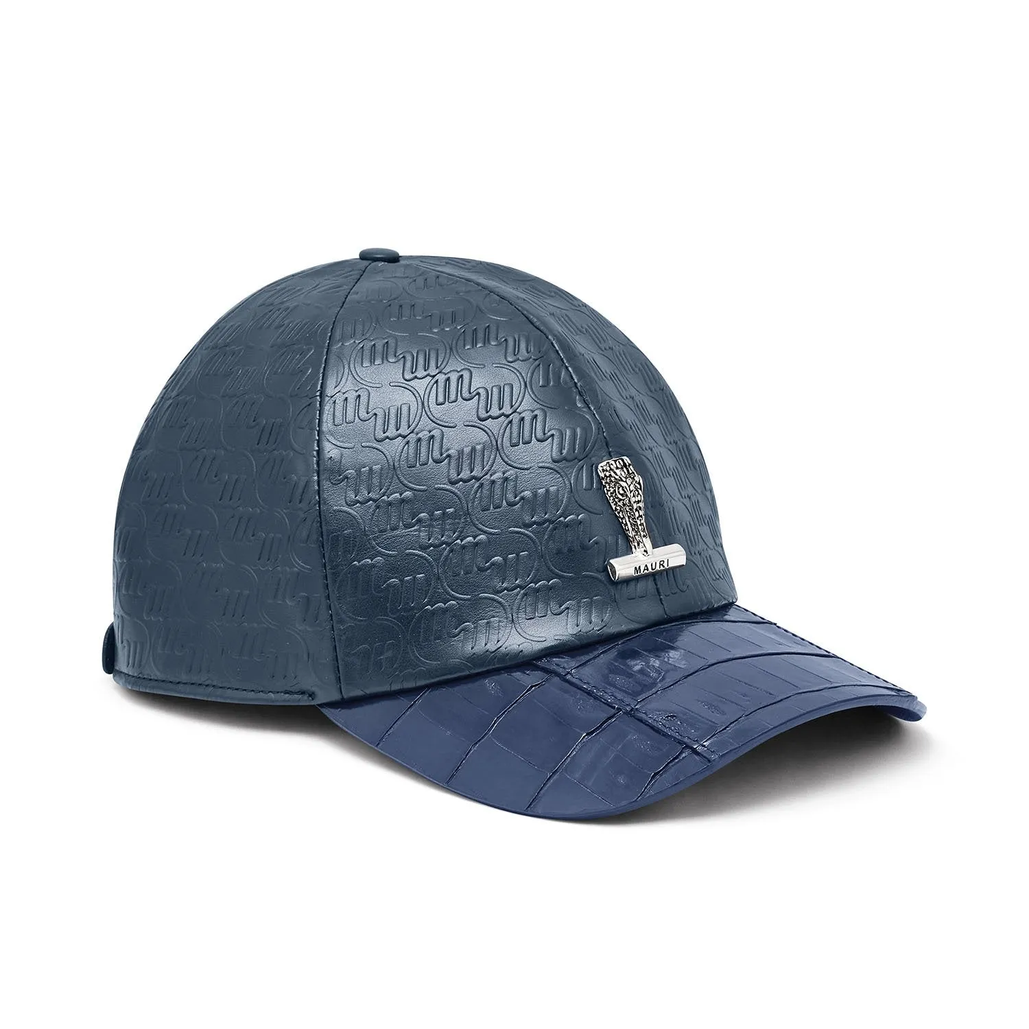 Mauri Cap H65 Men's Wonder Blue Exotic Crocodile / Nappa Embossed Hat (MAH1009)