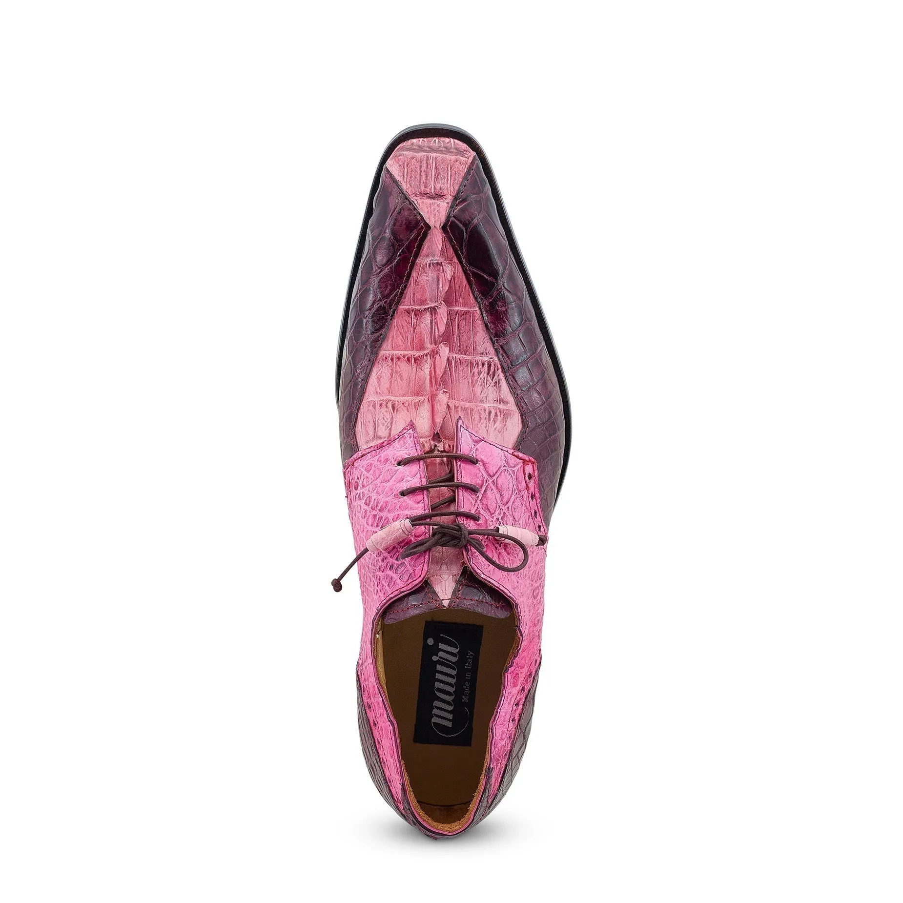 Mauri Groove 3237 Men's Shoes Pink, Burgundy & Fucsia Exotic Alligator / Hornback Dress Derby Oxfords (MA5519)