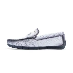 Mauri Sprinter 3517/1 Men's Shoes White with Dirty Black Finish Exotic Alligator Driver Moccasins Loafers (MA5528)