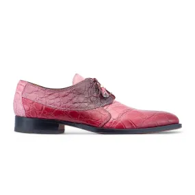 Mauri The Rev 3265 Men's Shoes Pink, Ruby Red & Raspberry Exotic Alligator Dress Derby Oxfords (MA5530)