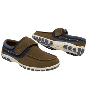 Men's Brown Hook-and-Loop Moccasins