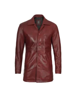 Maroon Leather Men's Coat.