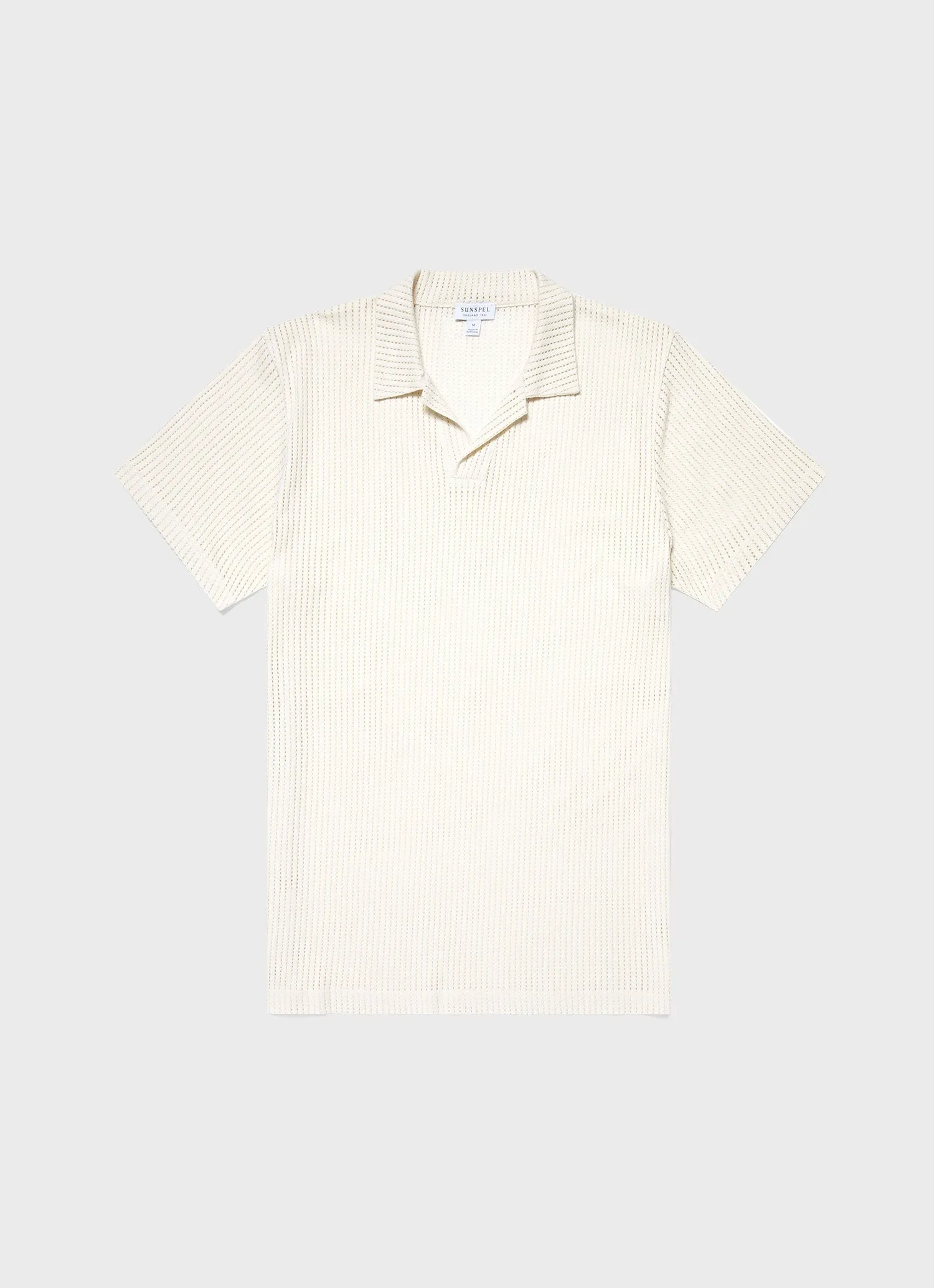 Men's Linear Mesh Polo Shirt in Ecru