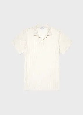 Men's Linear Mesh Polo Shirt in Ecru