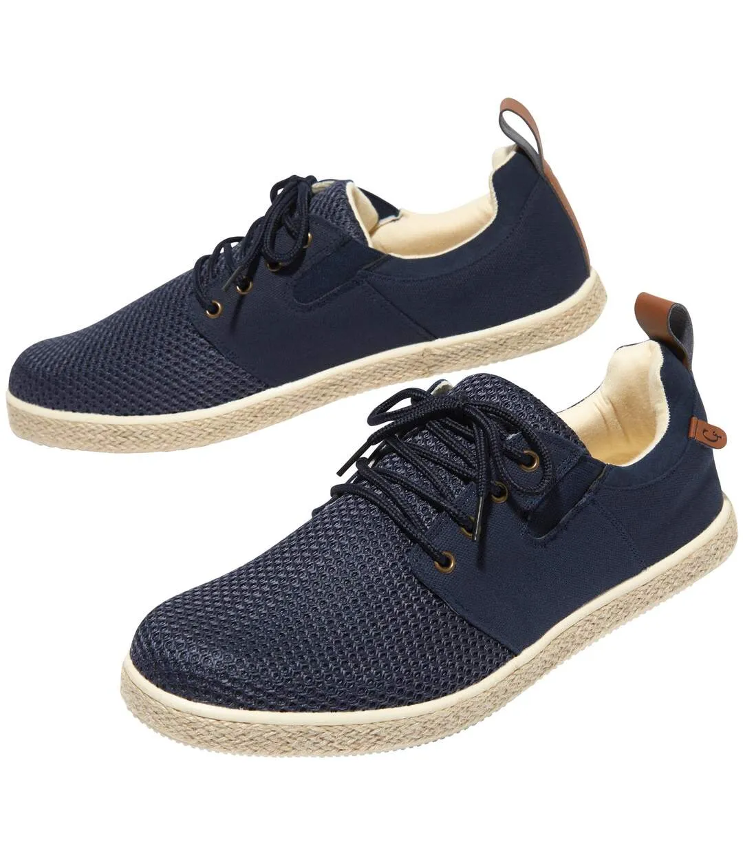 Men's Navy Elasticated Canvas Moccasins