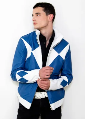 Mens Power Rangers Classic Leather Jacket - Blue