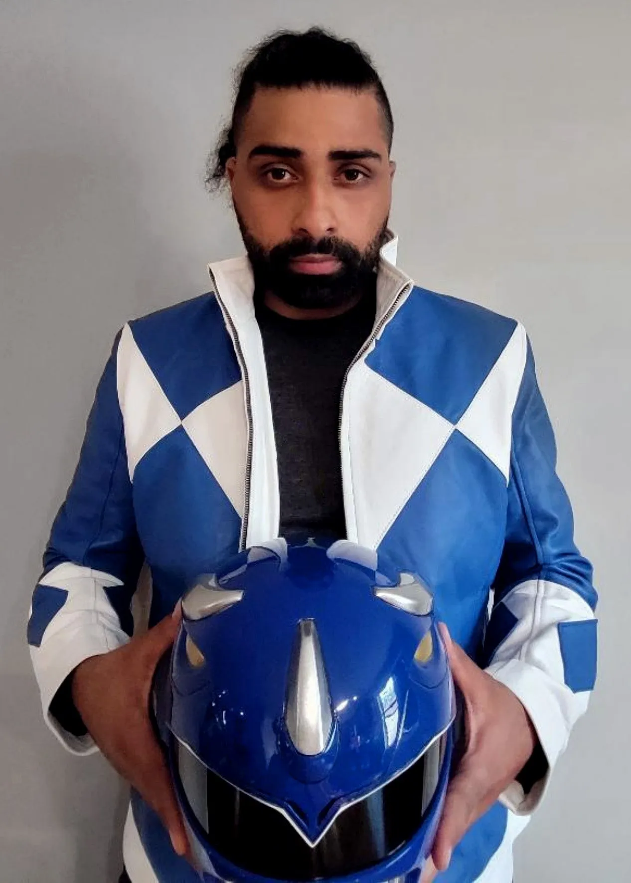 Mens Power Rangers Classic Leather Jacket - Blue