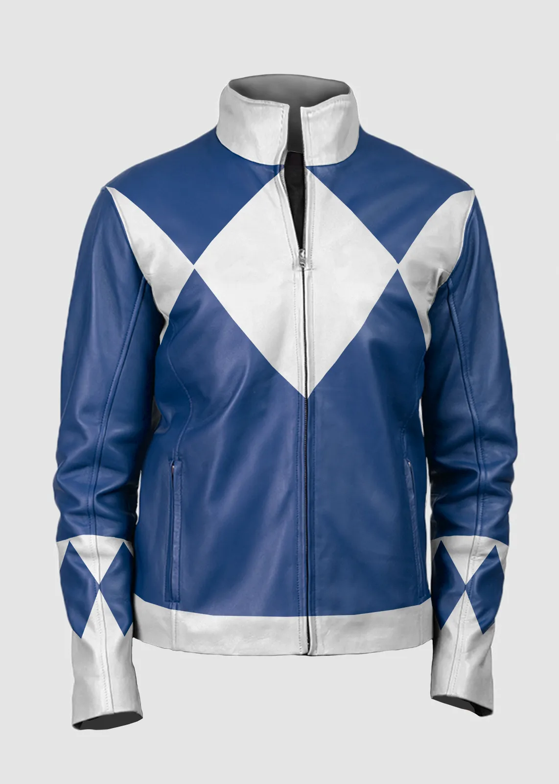 Mens Power Rangers Classic Leather Jacket - Blue