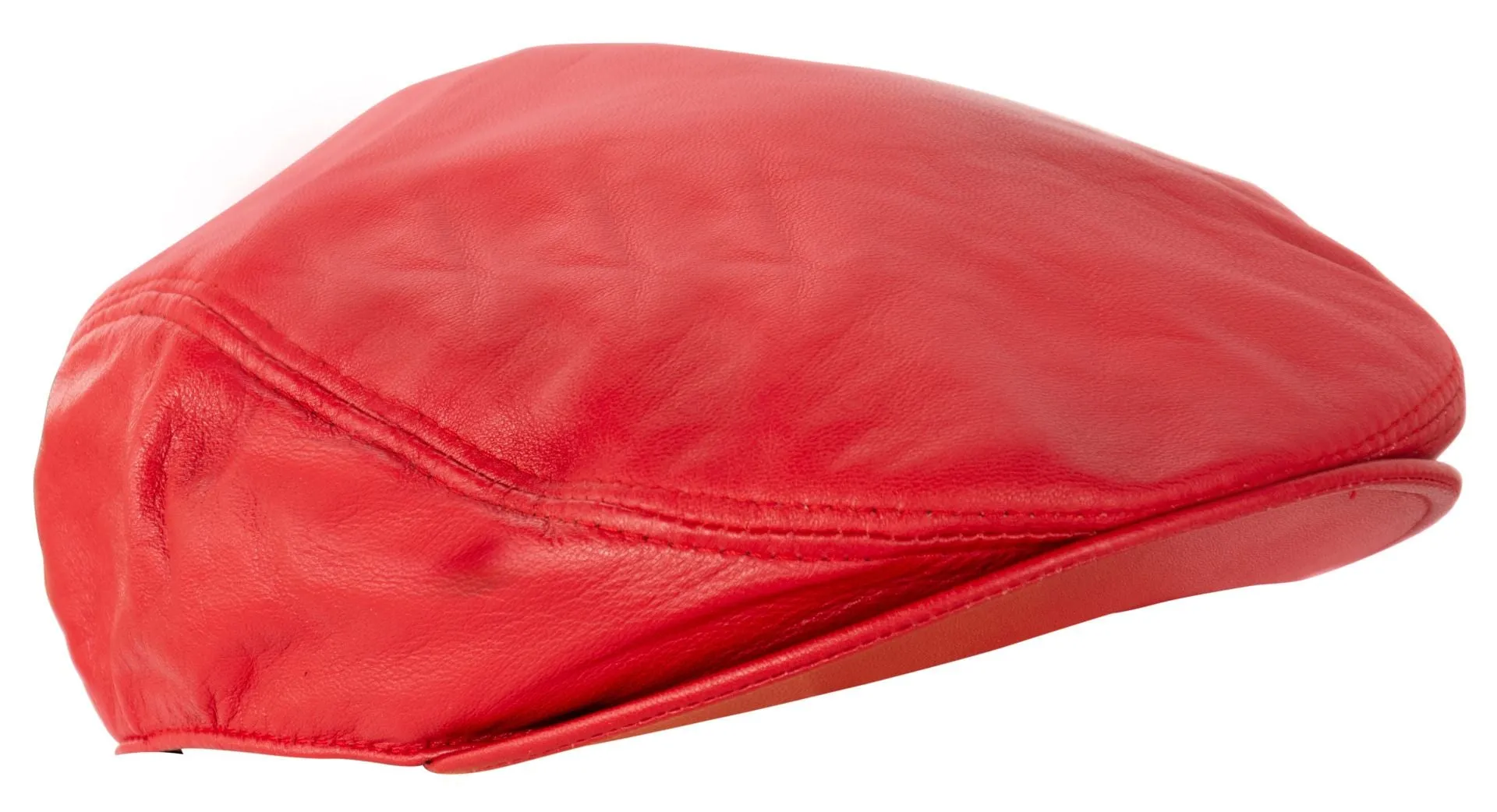 Men's Red Leather Flat Cap