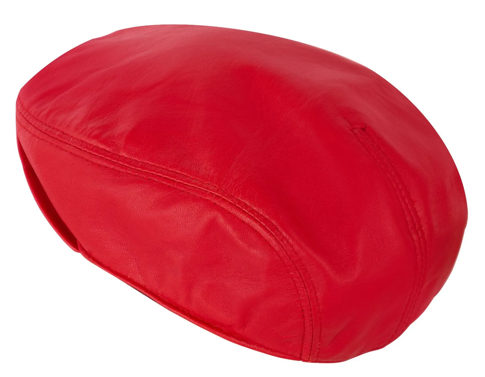 Men's Red Leather Flat Cap