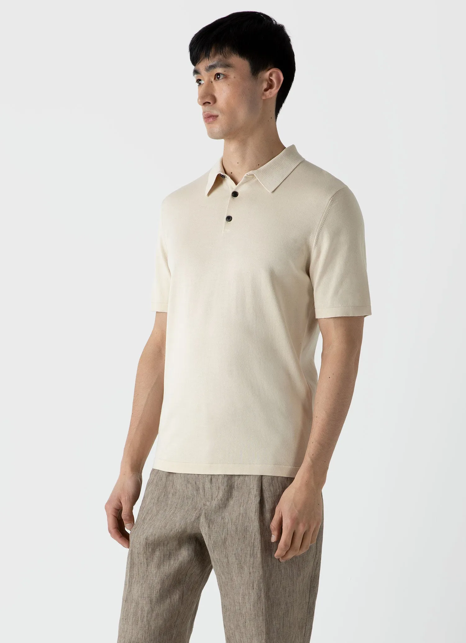 Men's Organic Cotton Polo Shirt in Natural Color