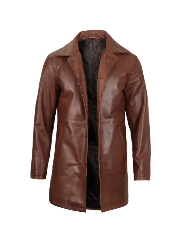 Tan Leather Mens Coat