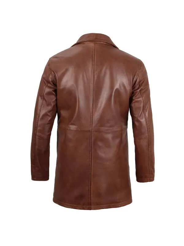 Tan Leather Mens Coat