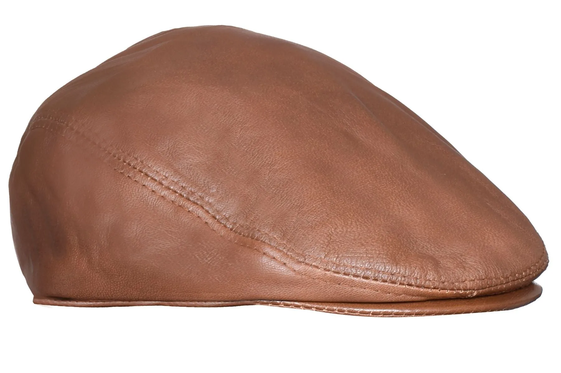 Men's Tan Leather Flat Cap