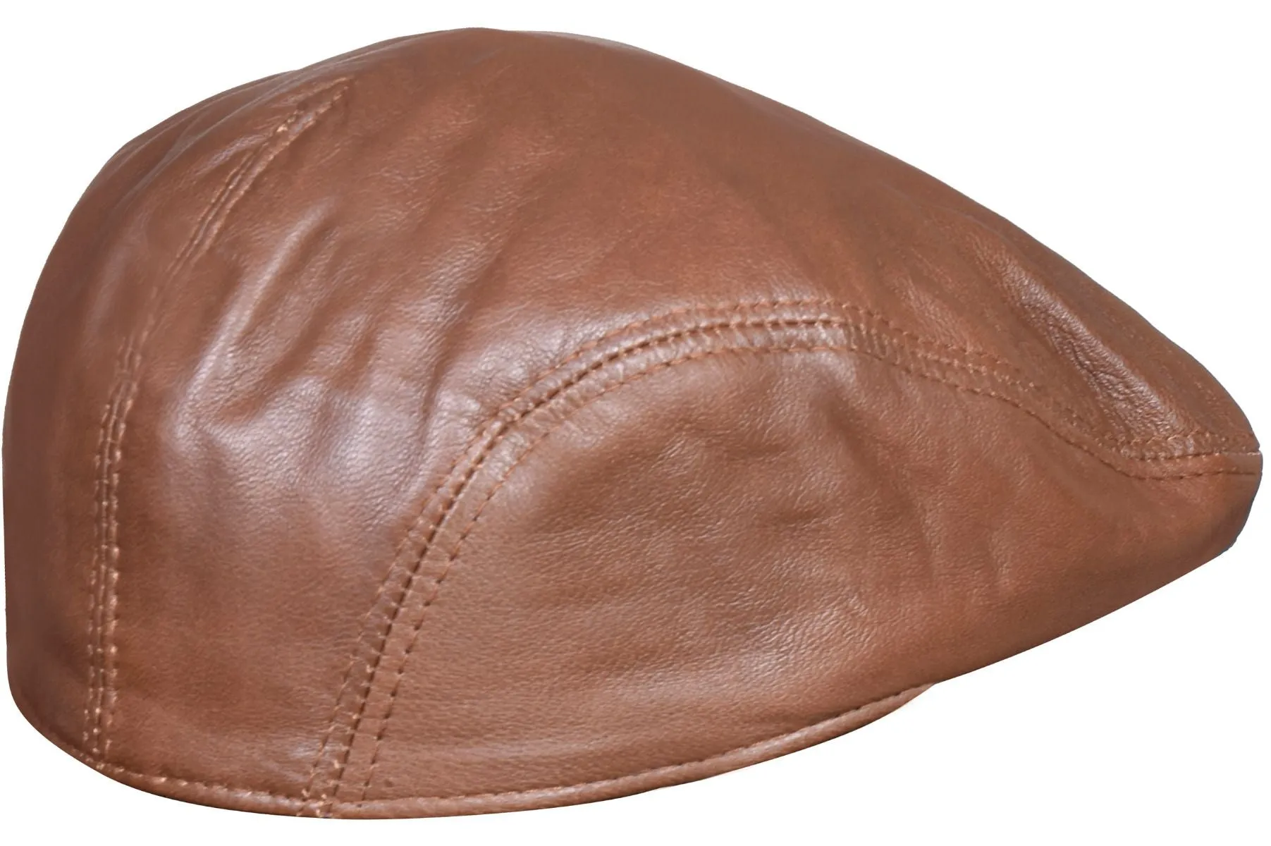 Men's Tan Leather Flat Cap