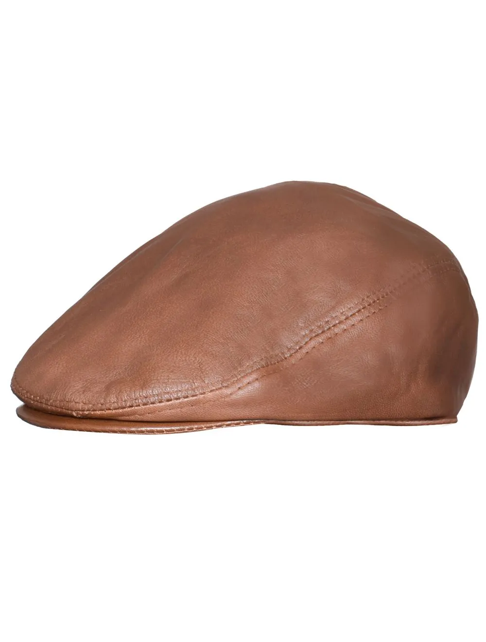 Men's Tan Leather Flat Cap