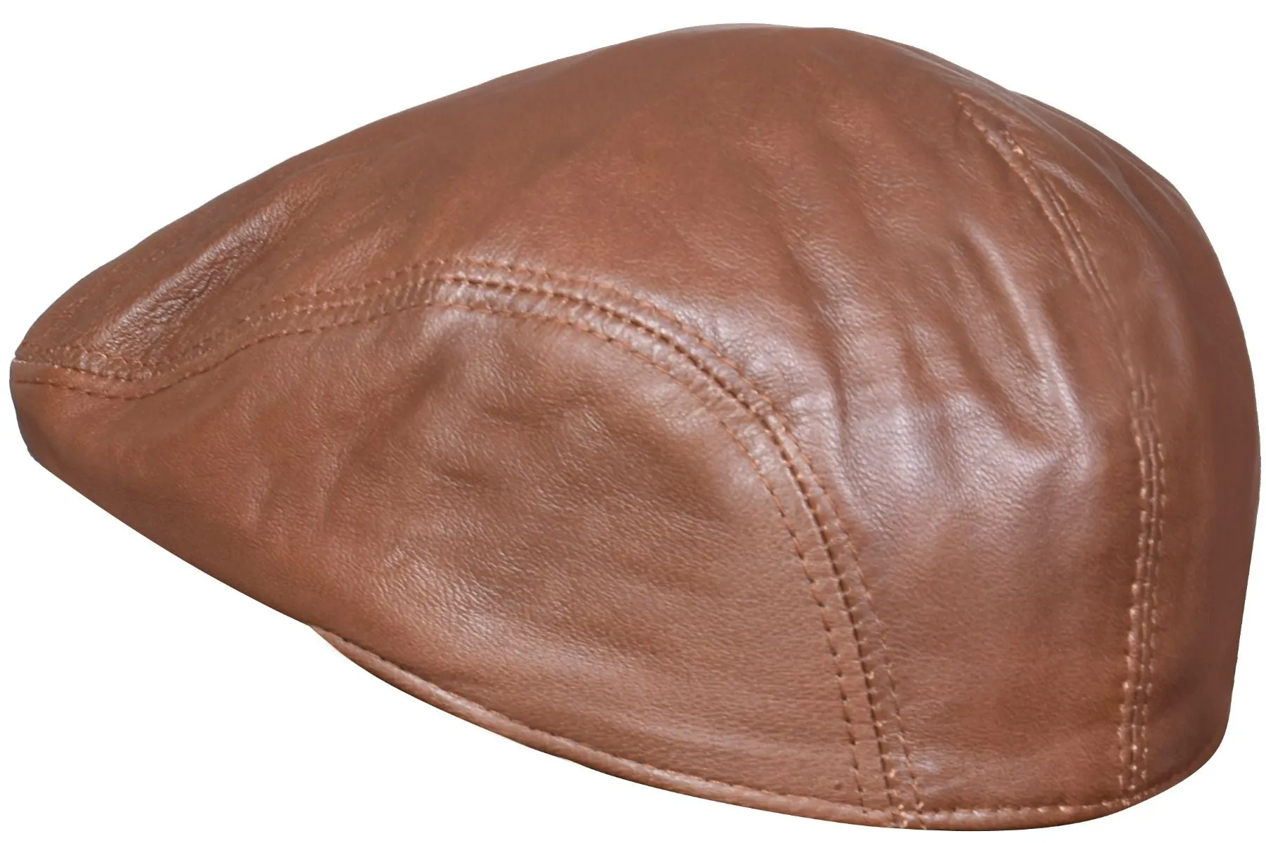 Men's Tan Leather Flat Cap