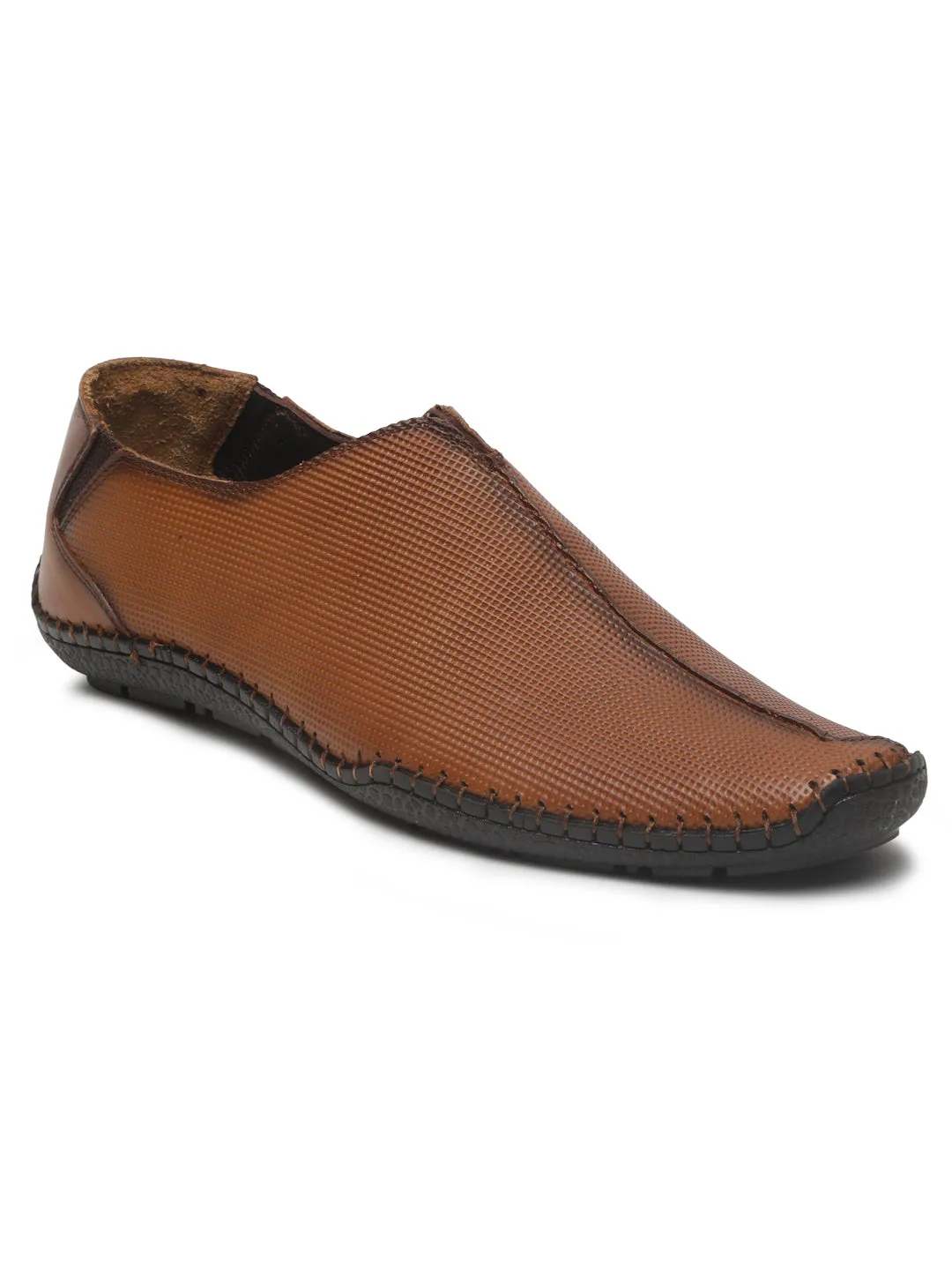 Men's Tan Texture Leather Flexi 360 Moccasins