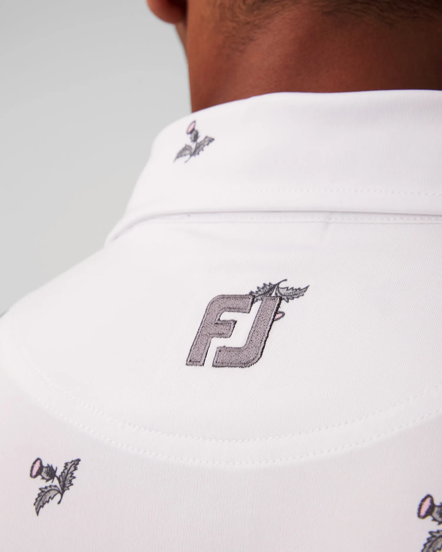 Men’s white polo FootJoy Eu Thistle Prt Lisle 81566-white