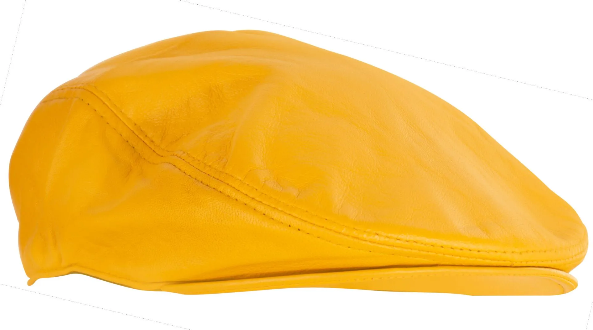 Men's Yellow Leather Flat Cap